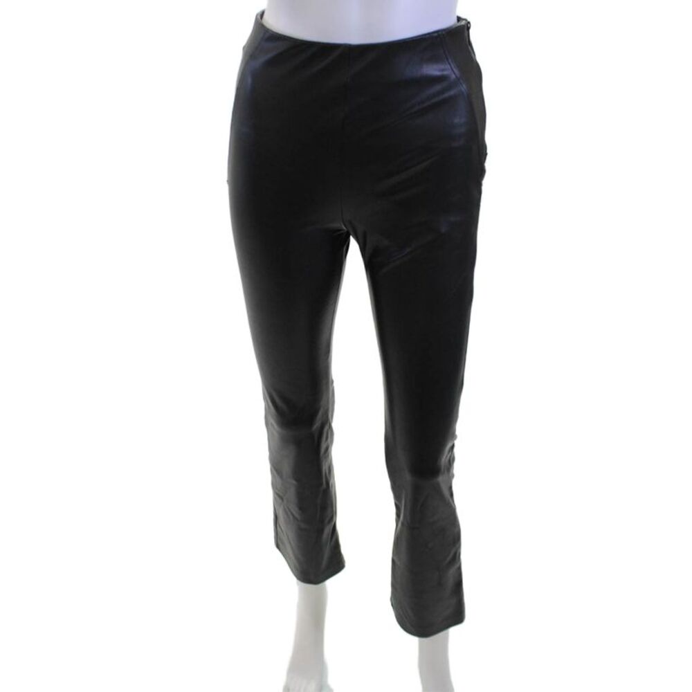 Zara Women Biker Cropped Pants Black Polyurethane Size XS